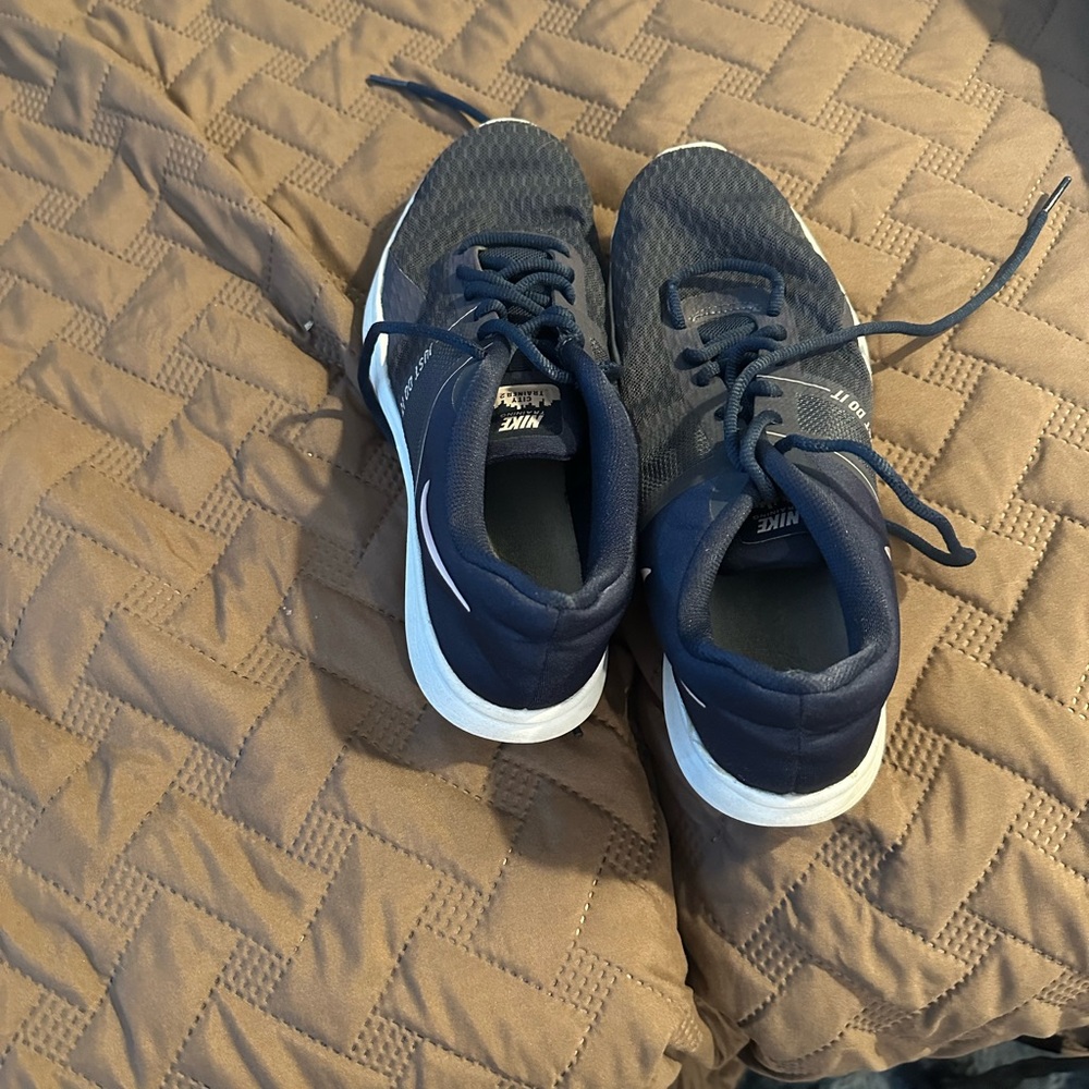 Nike Blue and White Sneakers with Low Top Design and Breathable Mesh